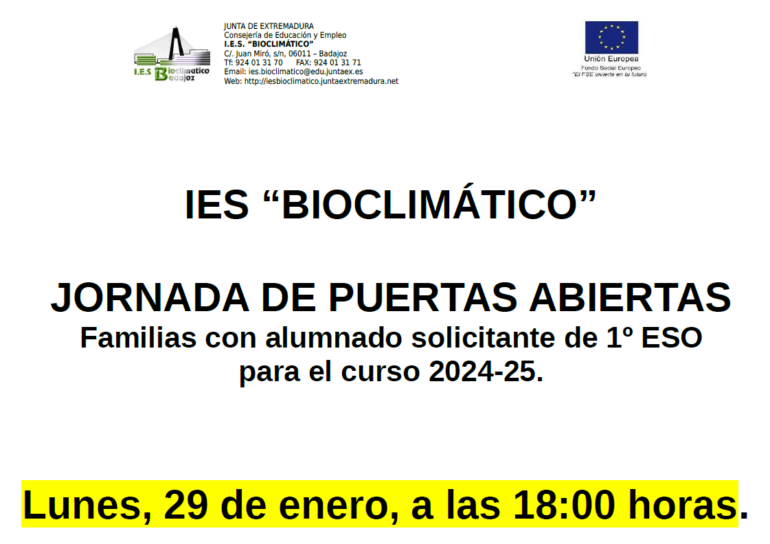 Jornada de puertas abiertas IES Bioclimático